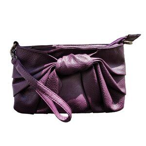 Tie Front Wristlet Clutch Purse in Dark Purple